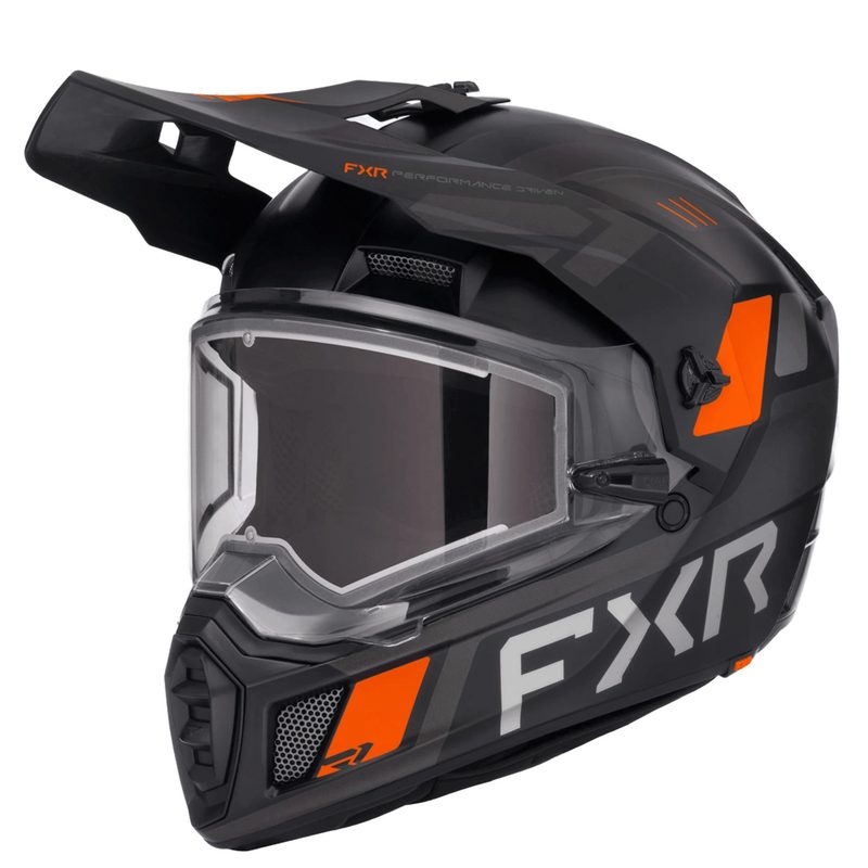 Шлем с подогревом FXR Clutch X, цвет: Black/Orange