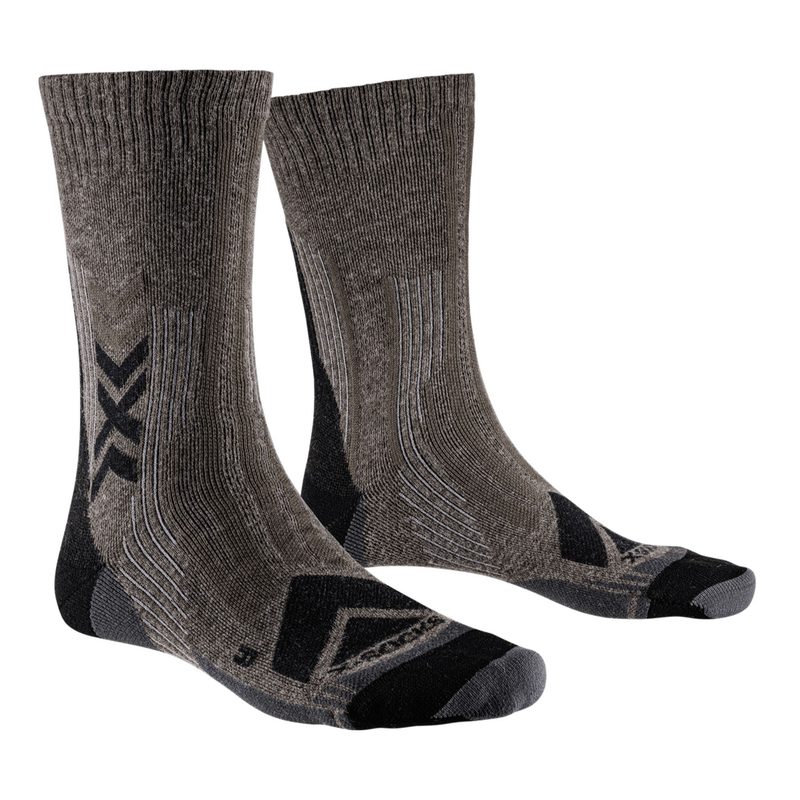 Термоноски X-Socks Hike Perform Merino Crew, цвет: Brown/Black