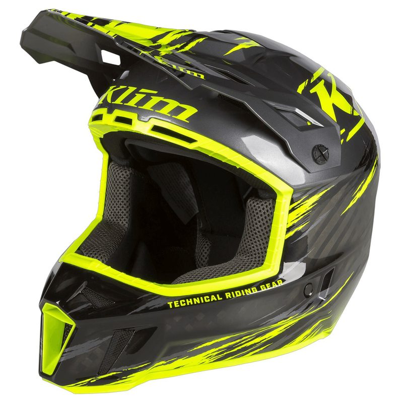 Шлем KLIM F3 Carbon Pro, цвет: Thrashed/Asphalt/Hi-Vis