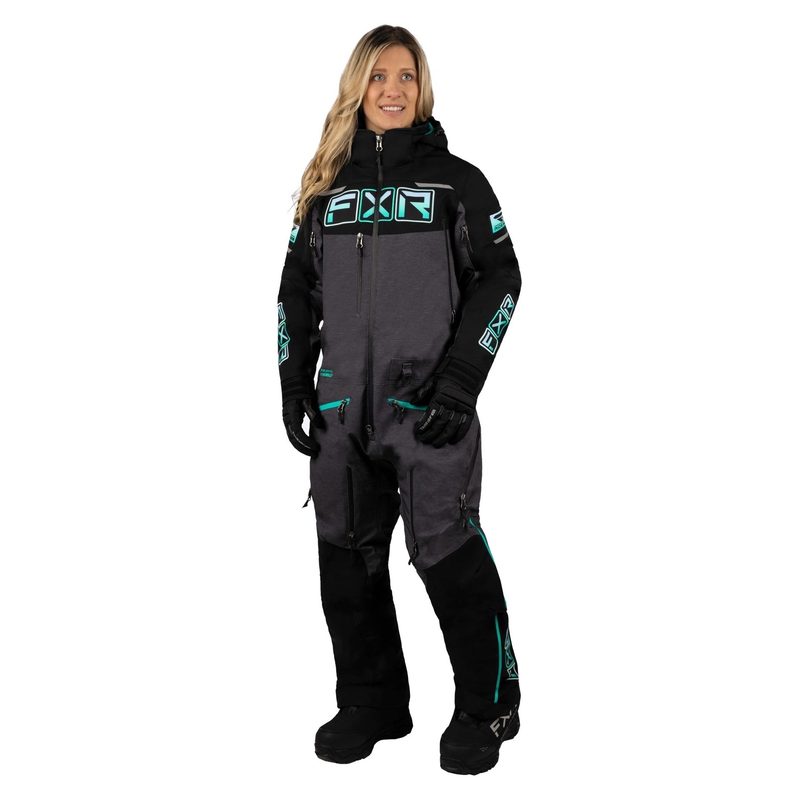 Комбинезон женский утепленный FXR Maverick F.A.S.T., цвет: Black/Mid Grey Heather/Mint Fade