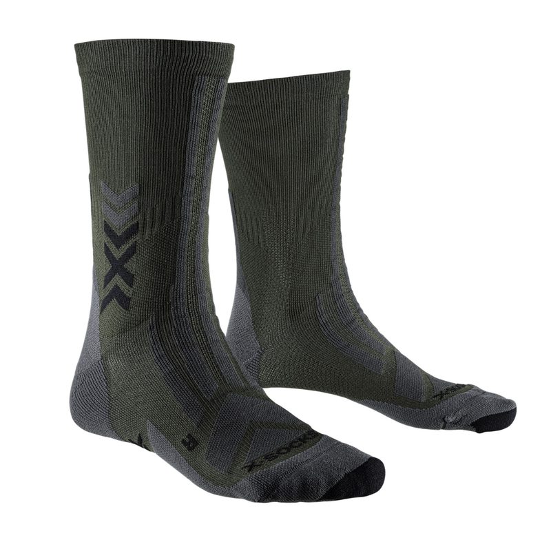 Термоноски X-Socks Hike Discover Crew, цвет: Dark Sage/Black